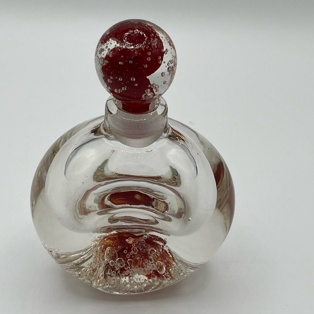 Glass Perfume Bottle Clear and Red